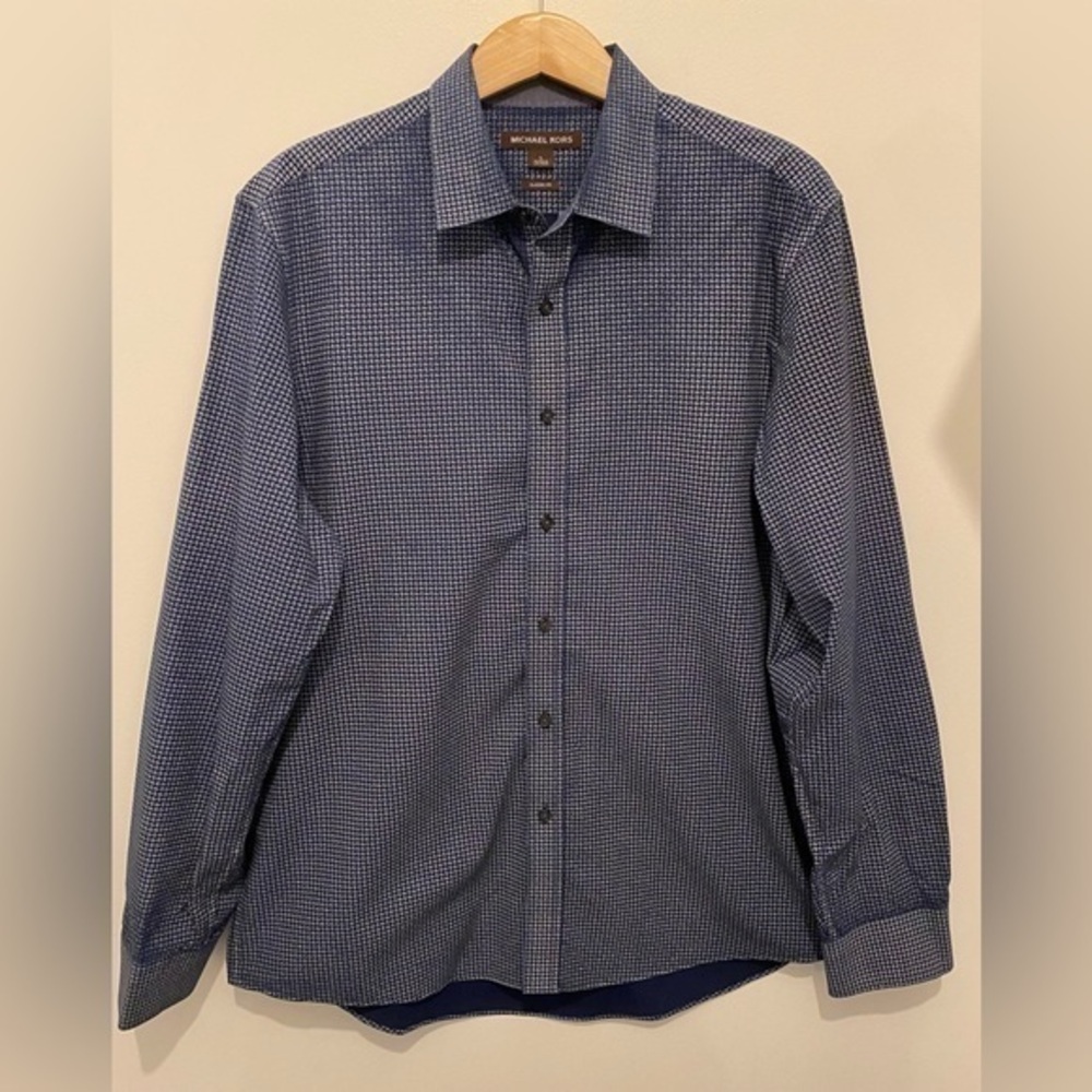 Michael Kors Men’s Blue Button Down Shirt Size Large Classic Fit